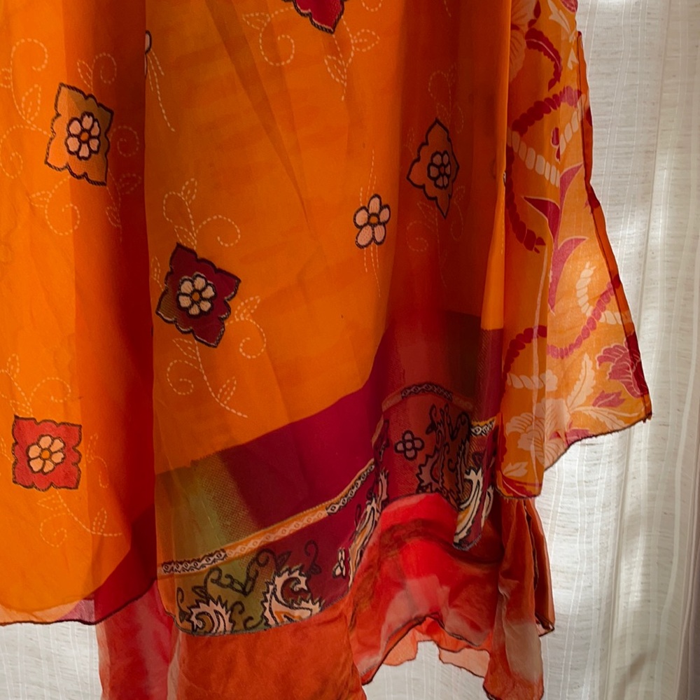 Wrap around silk long skirt